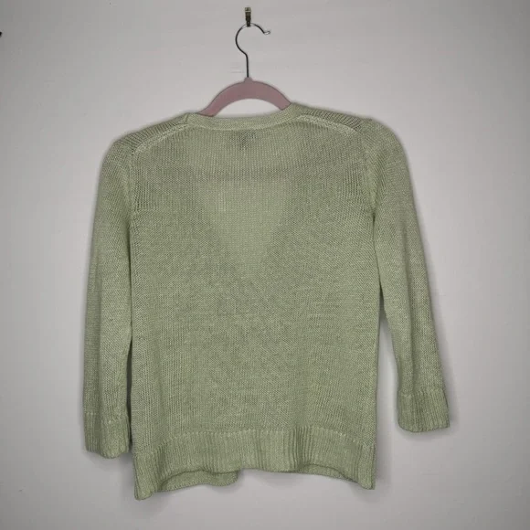 Talbots Y2K knit green linen cardigan Small - Picture 5 of 16